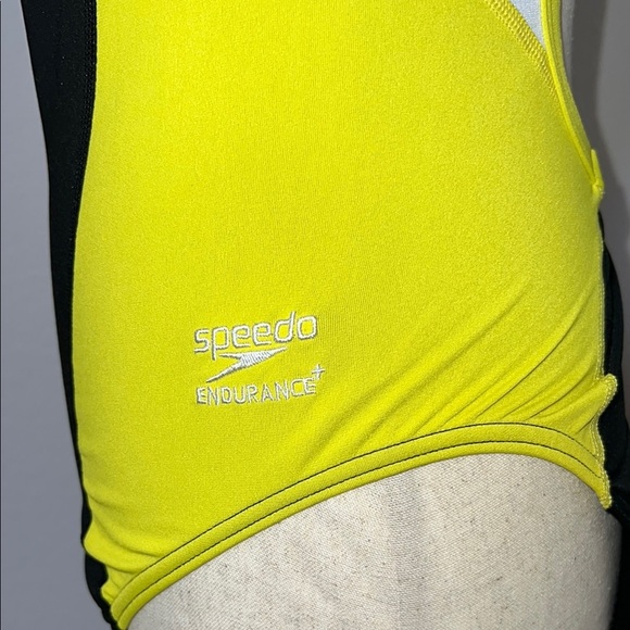 Speedo Black and Yellow One Piece Swimsuit - Picture 5 of 6